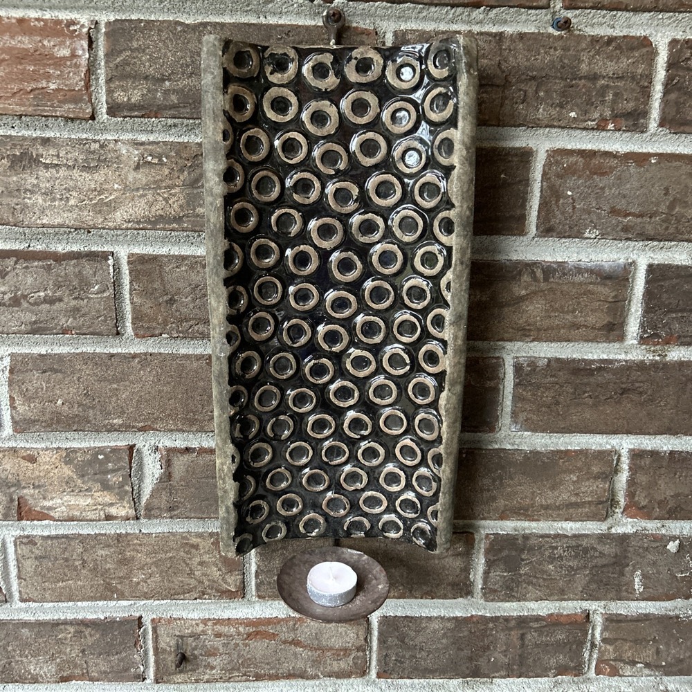 Sconce Large Wall Candle Holder‎ 14x8 Outside/Inside Blue Grey Large
